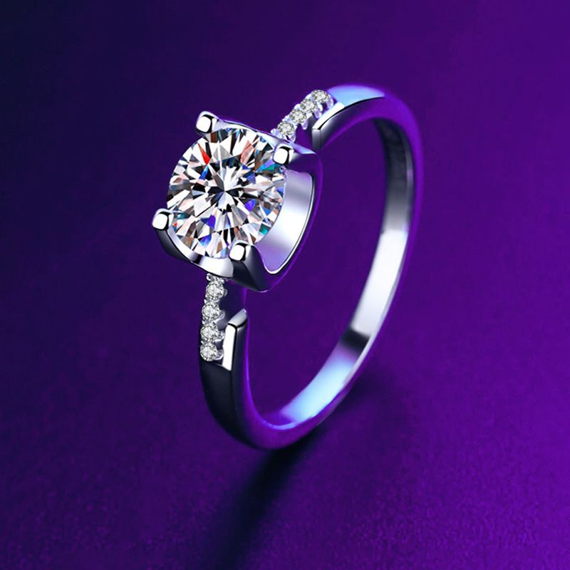 Sterling silver sten klassisk dam high-end hjärta åtta pil Mo Sang diamantring Tiktok livesändning_voghion.com