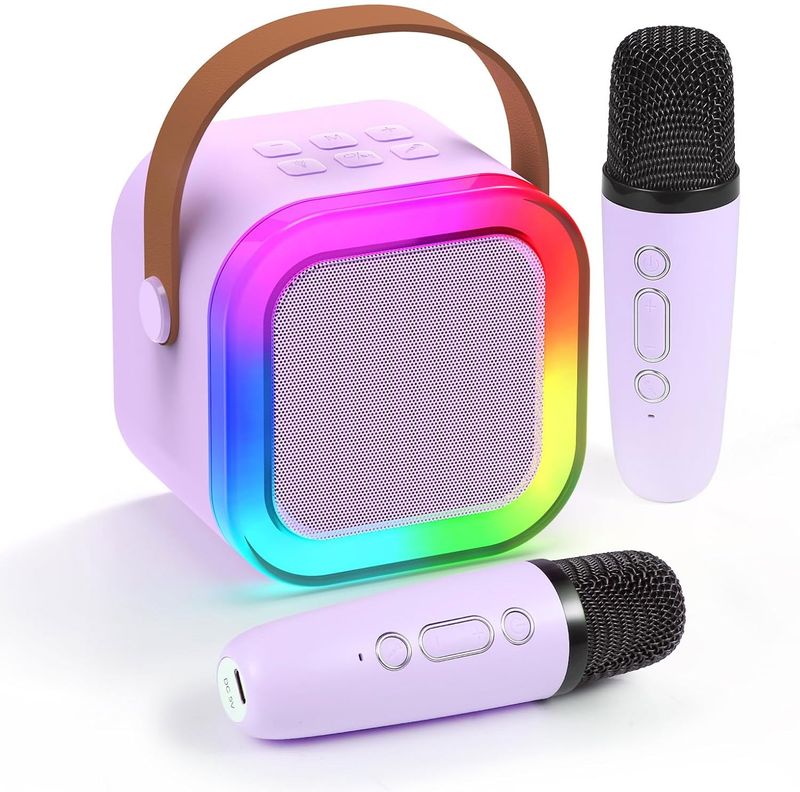Gyermek mikrofon karaoke hangszóró hordozható Hine Bluetooth mikro hangdoboz 2 vezeték nélküli mikrofonnal gyerekszobába_voghion.com