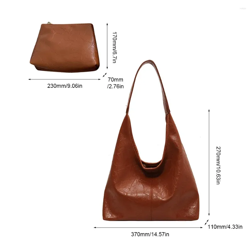 Borsa a tracolla da donna, morbida, da ascella, alla moda, hobo e pochette, versatile, set da 2 borse a mano, cartella, per pendolarismo_voghion.com