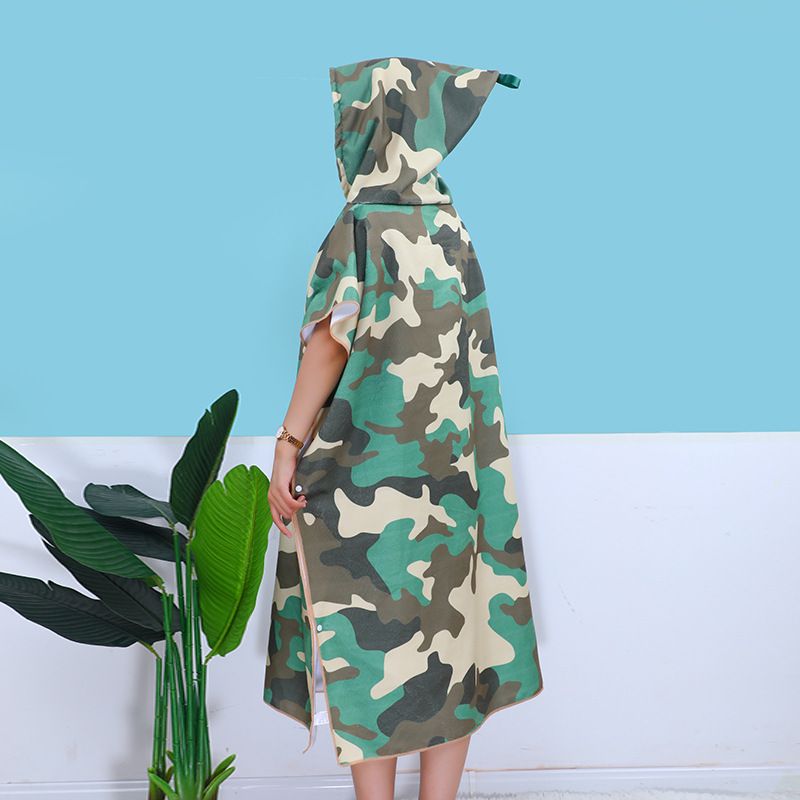 Poncho de plage portable – Grande serviette de plage en microfibre à séchage rapide avec imprimé dessin animé pour adultes, design unisexe pour la baignade et les vacances._voghion.com