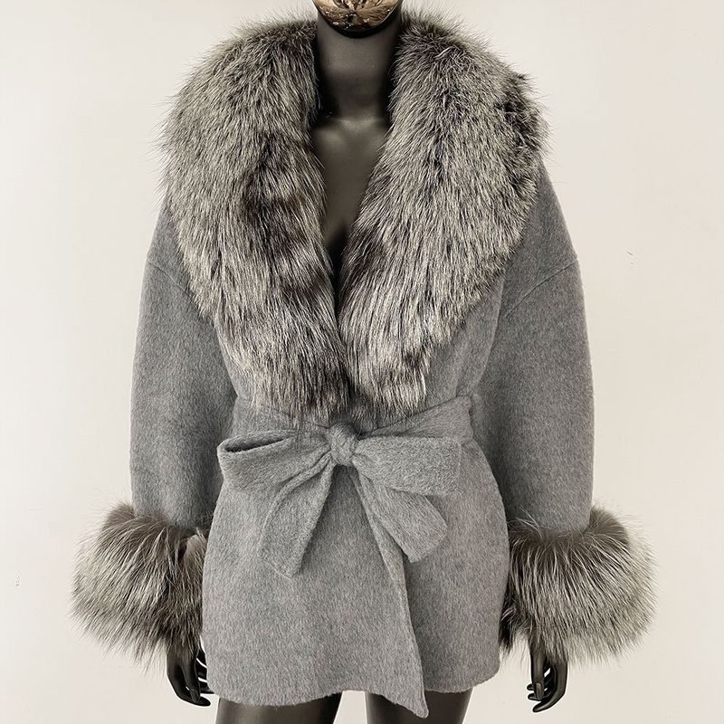 Luxuriöser doppelseitiger Wollmantel mit Fuchspelzkragen – Übergroßer Damen-Wintermantel, eleganter mittellanger Trenchcoat für Freizeit und Büro_voghion.com