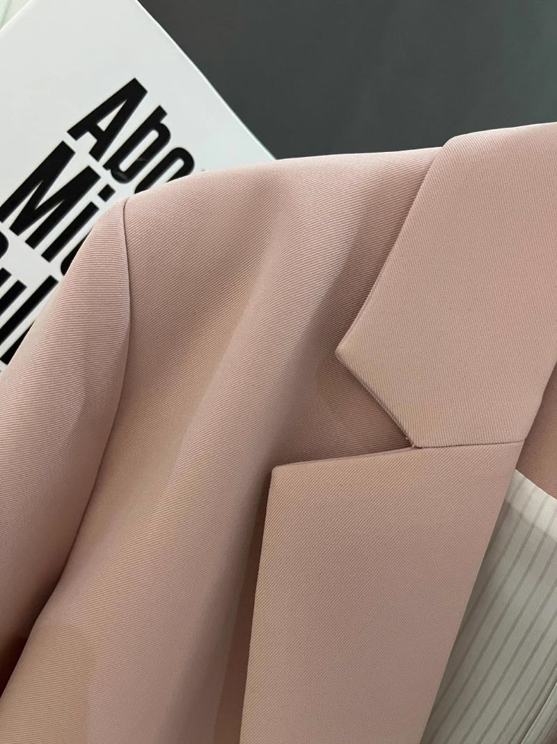 Jachetă scurtă roz pentru femei, design de nișă pentru femei, costum de student în stil britanic_voghion.com