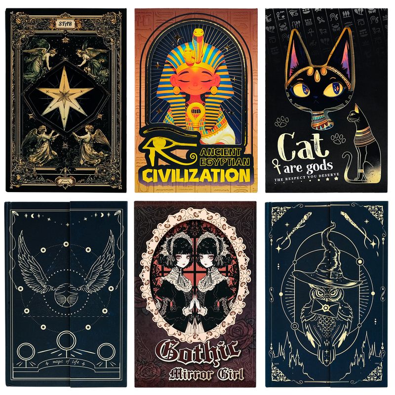 Mørkerød Gothic Notebook Bærbar Tri Fold Diary Student Reward Handbook_voghion.com
