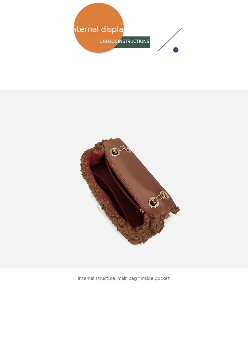 Borsa da donna nuova Maidu Borsa a tracolla in peluche nuova invernale Borsa da donna piccola in pelliccia profumata Tracolla a catena Borsa a tracolla singola in agnello_voghion.com