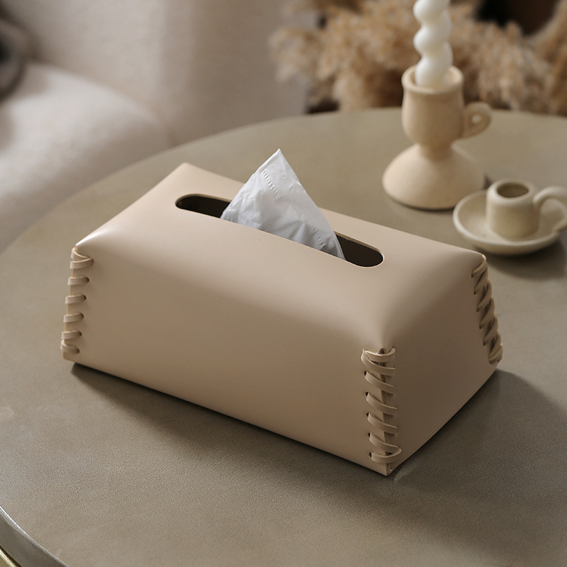 Paper tissue box, leather living room, light luxury style, high-end design sense, coffee table, table decoration, household use_voghion.com