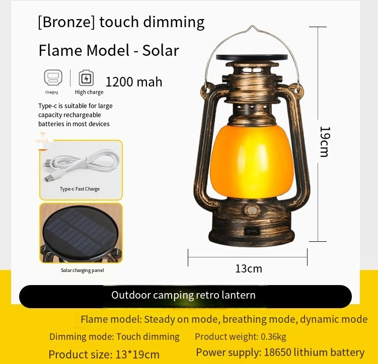 camping lamp atmosphere lamp flame camping lamp tent retro lantern outdoor portable lamp gift_voghion.com