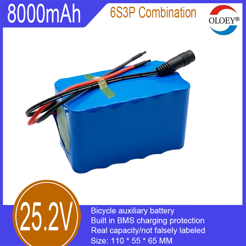 25,2-V-Lithium-Ionen-Akkupack, 6S3P-Kombination, 8000 mAh, integrierter BMS-Ladeschutz, verwendet in Elektrofahrrädern, Drehmomentfahrrädern und anderen Bereichen_voghion.com
