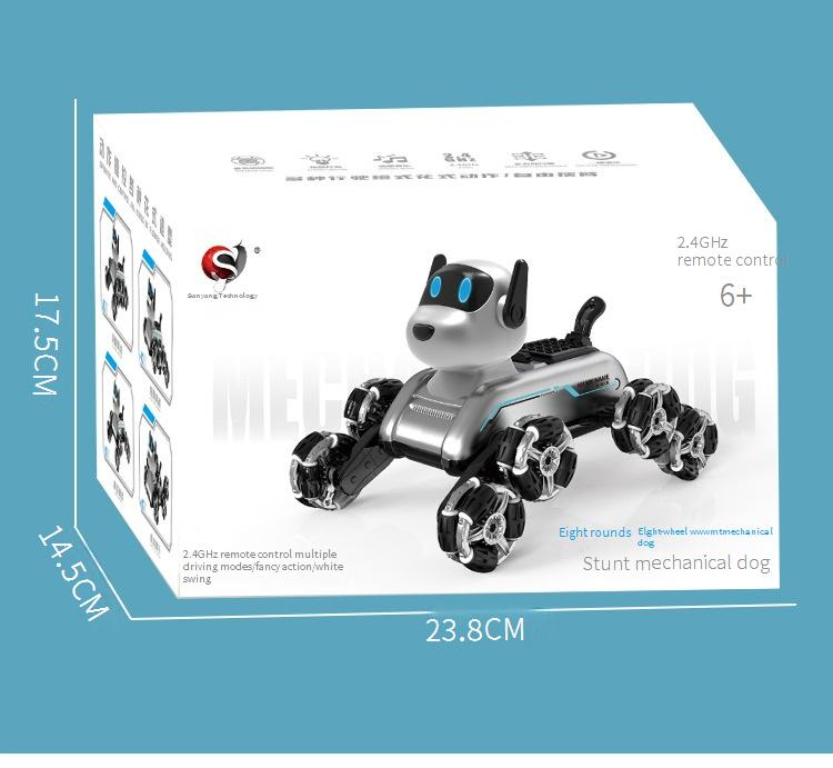 Cane meccanico con otto ruote, giocattolo telecomandato per acrobazie, per bambini, con rilevamento dei gesti, deformazione e arrampicata, robot elettrico intelligente._voghion.com