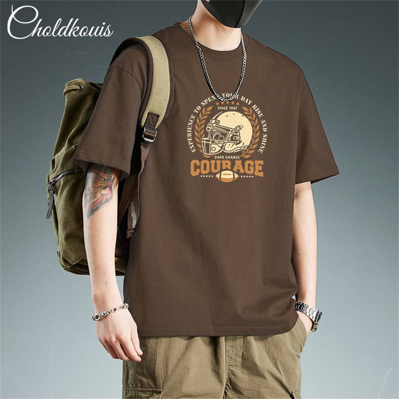 Summer Fashion Top Tee Men's Cotton Round Collar Printing Short Sleeve Loose T-Shirt_voghion.com