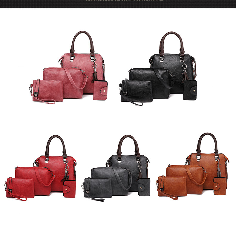 Kadın Çantaları Yeni Stil Kadın Çantası Moda Retro Dört Parçalı Anne ve Çocuk Çantası Kadın Çantası Omuz Çantası Çapraz Çanta Tek Parça_voghion.com
