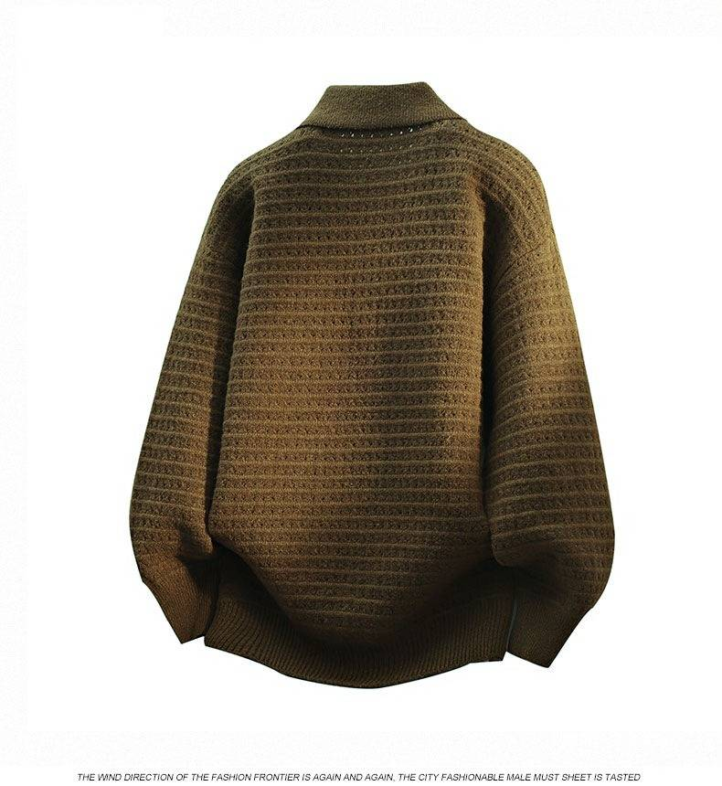 Men's Casual Knit Sweater Oversized Fit Round Neck Long Sleeve Pullover Soft Breathable For Autumn Winter_voghion.com