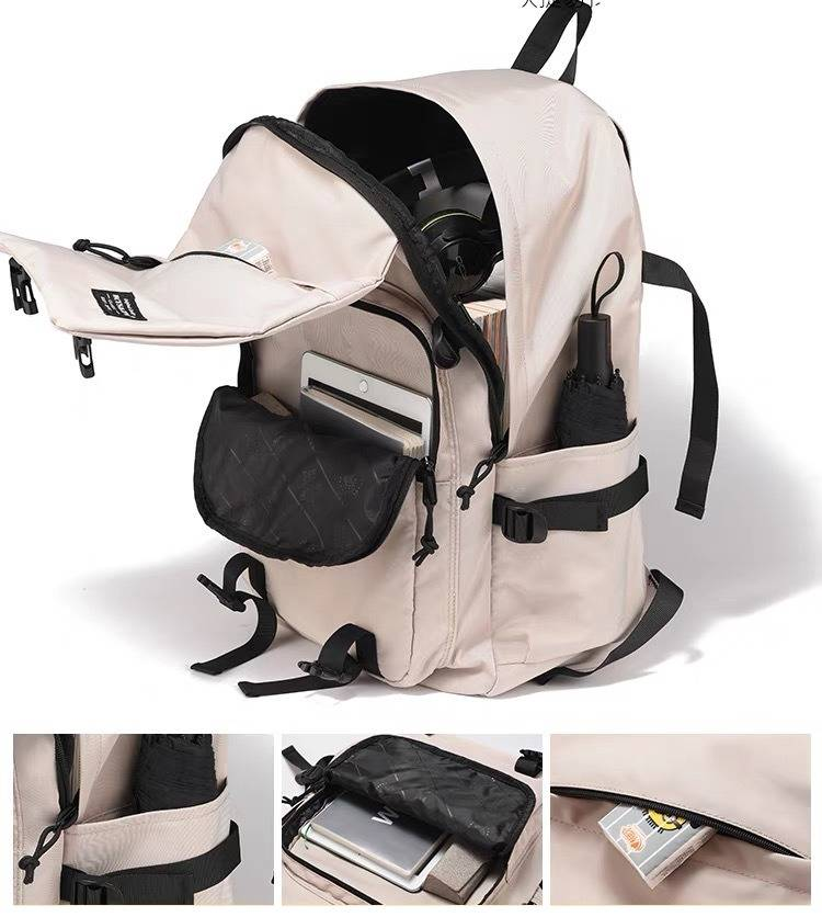 Lightweight Nylon Backpack For Travel, School & Work - Waterproof 14-Inch Laptop Compartment, Breathable Padded Straps, 36-55L Capacity_voghion.com