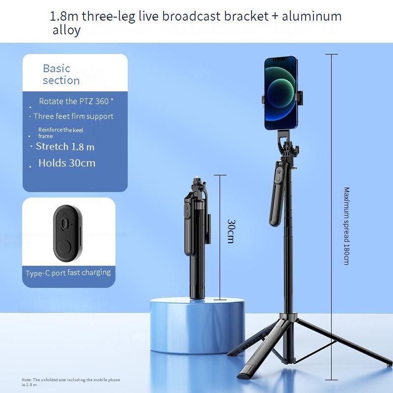 Treppiede gimbal per smartphone a 4 assi con Bluetooth, anti-vibrazione, selfie stick estensibile e luce di bellezza per streaming live e vlogging_voghion.com