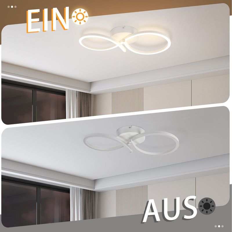 Glitzerlife Deckenleuchte LED Deckenlampe Weiß - 24W Küchenlampe Moderne Kreative Design Wohnzimmerlampe 3000K Warmweiß Flurlampe Für Esszimmer Kinderzimmer_voghion.com