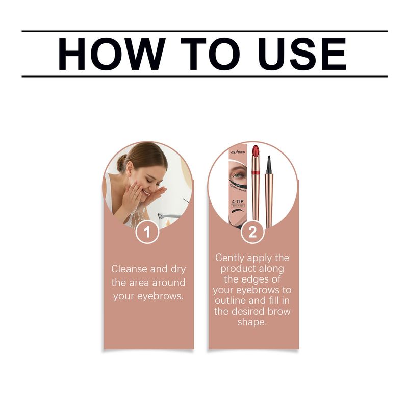 Zephoco Waterproof Four-Prong Eyebrow Pencil Series Daily Long-Lasting Makeup Not To Smudge Multi-Use Easy For Beginners_voghion.com