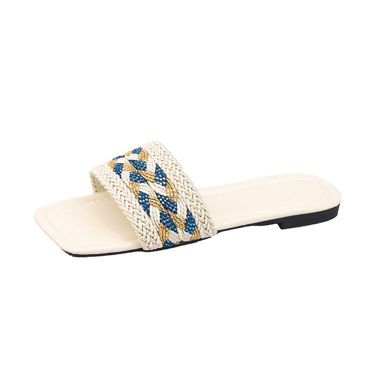 Sandali in stile etnico da pescatore da donna da indossare in estate, taglia 41-43, grande tessuto in erba che assorbe il sudore con fondo piatto_voghion.com
