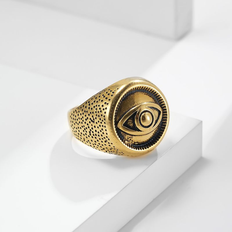 Retro style devil eye stainless steel men's ring ring titanium steel bracelet_voghion.com