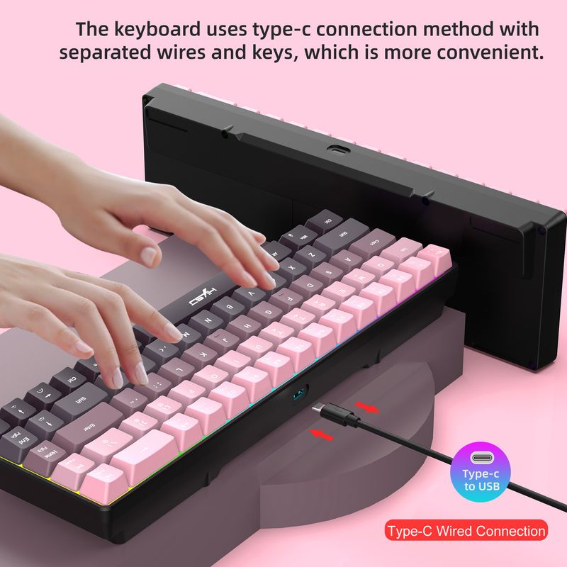 Tastiera a membrana cablata con colori sfumati a 68 tasti, tasti a iniezione bicolore senza conflitti a 25 tasti, retroilluminazione RGB_voghion.com