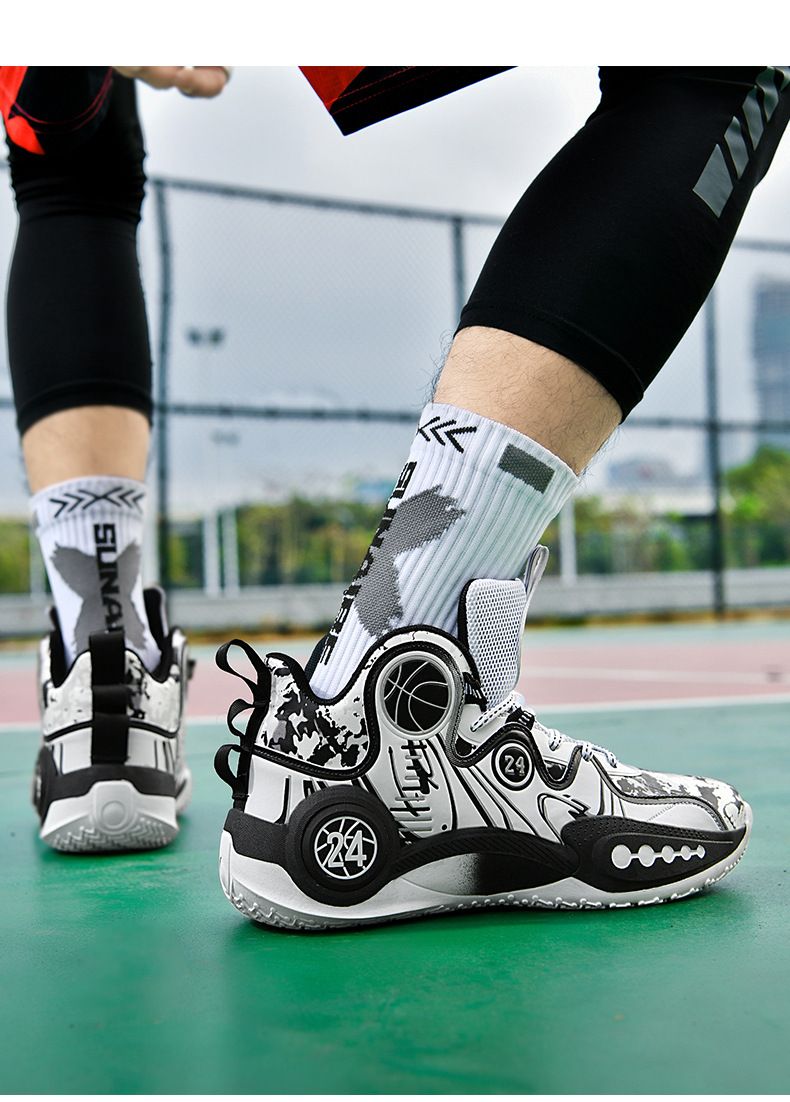 Large Size Basketball Shoes Summer Breathable Youth Sports Shoes Cement Ground Actual Combat Shoes High Top Outdoor Running Shoes_voghion.com