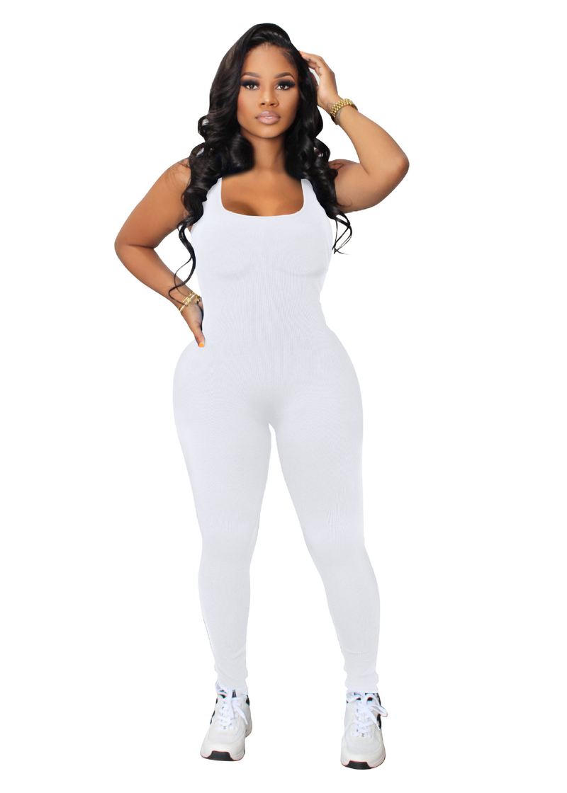 Women's jumpsuit solid color high waist tight exercise yoga jumpsuit_voghion.com
