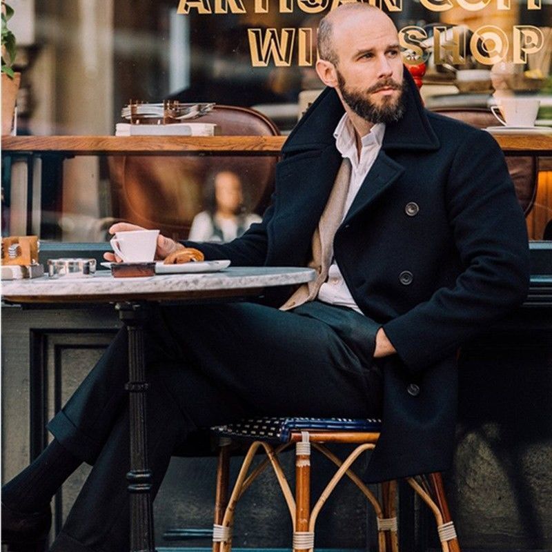 European style new clothing, British gentleman's men's mid to length long sleeved coat, autumn and winter woolen coat_voghion.com