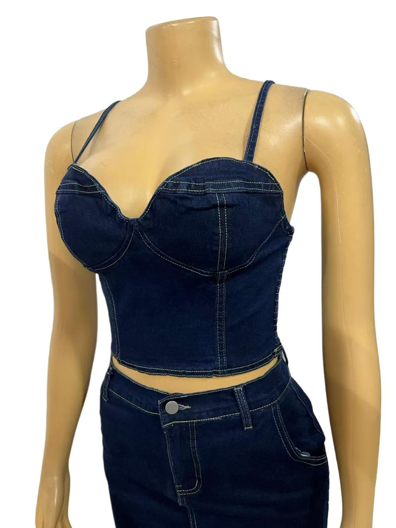 Naiste rõivad Denim Tume seksikas supper pikk seelik Kleit Denim ülikond_voghion.com