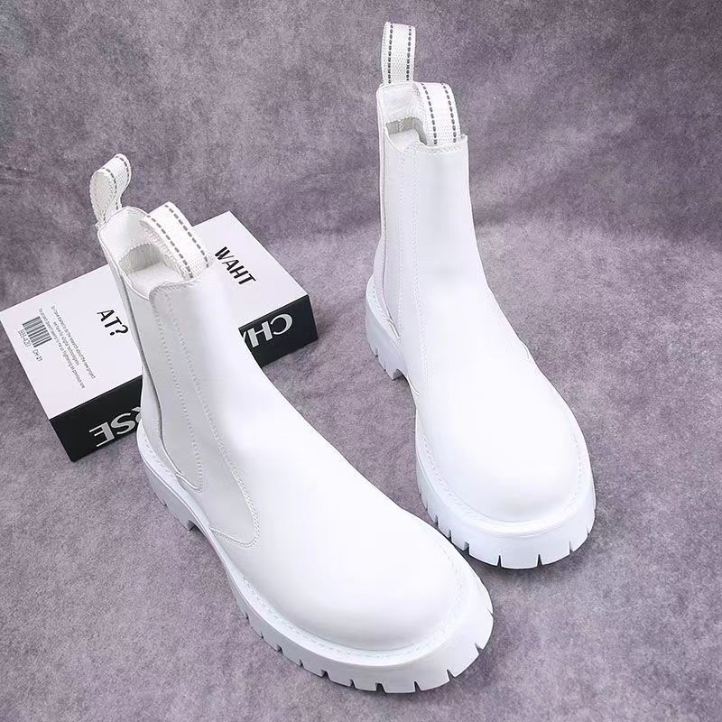 Men's Shoes boots men's Martin boots autumn and winter plus velvet high-top casual leather shoes British versatile thick-soled knight short boots_voghion.com