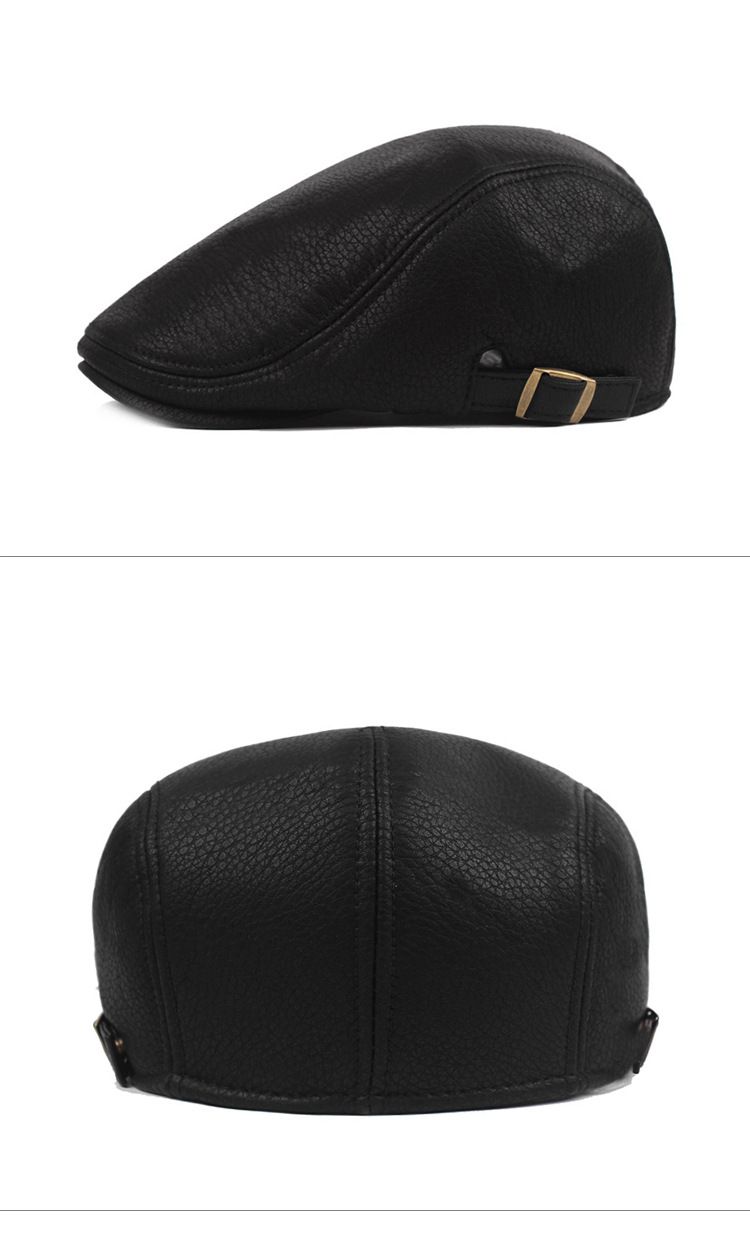 Unisex-Lederbaskenmützen für Herren und Damen, dicke warme Pelzmützen für Herbst und Winter für ältere Menschen sowie Samtkappe_voghion.com