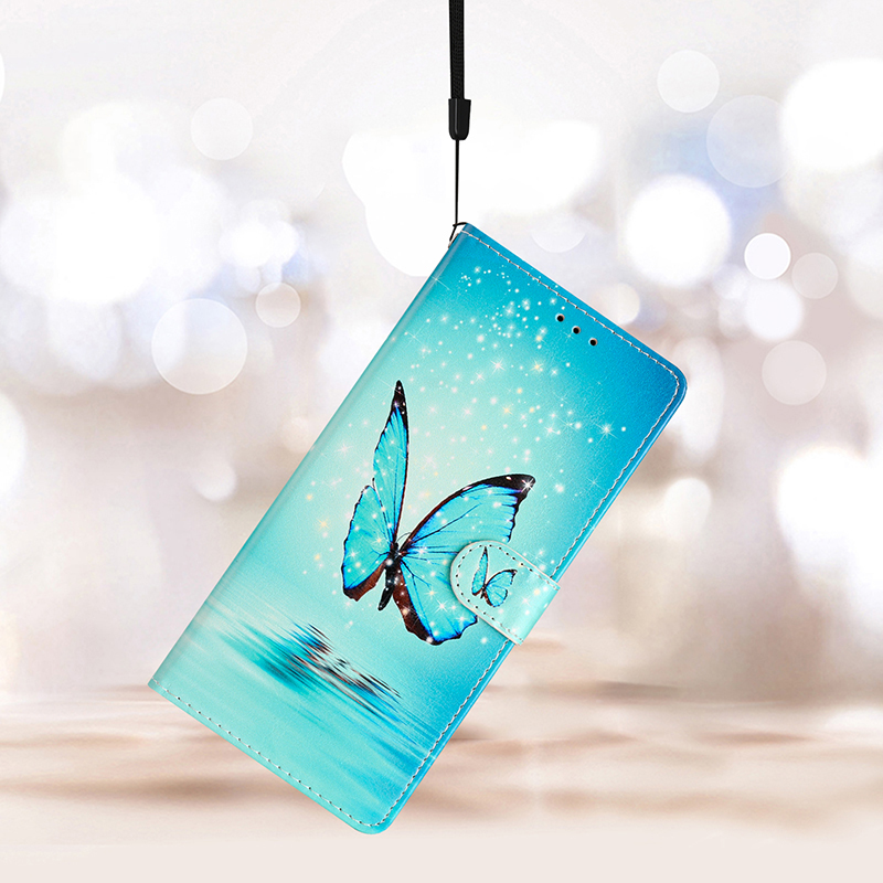Capa tipo carteira com estampa de borboleta para Samsung Galaxy A05 A05S A15 A25 A35 A55 5G, capa traseira magnética de couro_voghion.com