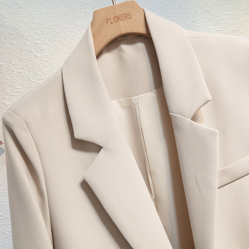 Women's Autumn Style Slim Fit Temperament Street Style High-end Beige Suit Small Size Versatile_voghion.com
