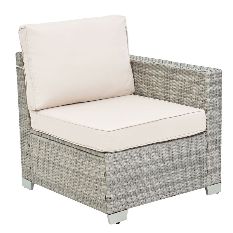 10 Piece PE Rattan Patio Furniture Set, Sectional Sofa Set, Outdoor Patio Furniture Set With Cushions & Tempered Glass Coffee Table_voghion.com