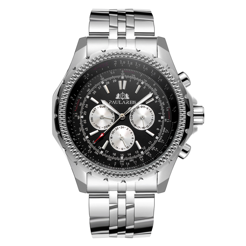 Automatische mechanische multifunktionale leuchtende Herrenuhr Kupfergürtel Leder_voghion.com