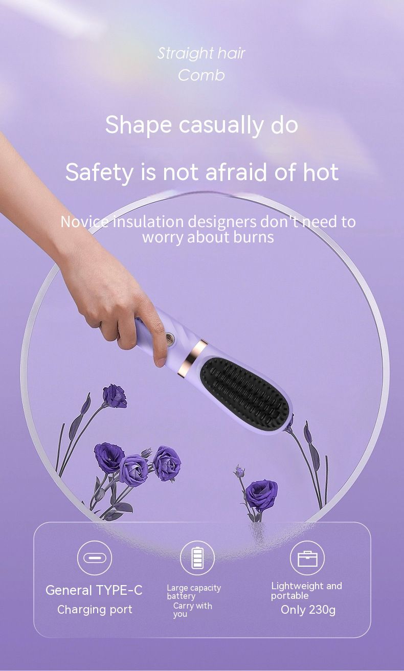 New lazy straight hair comb wireless hair straightener small USB charging portable travel curling and straightening dual purpose artifact_voghion.com