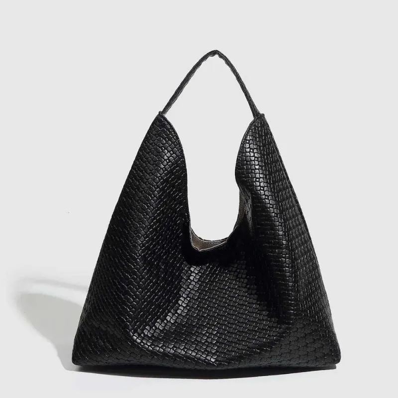 Borsa a secchiello da donna in tessuto intrecciato, grande capacità, per laptop, per pendolarismo autunnale_voghion.com