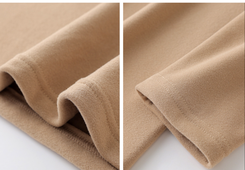 Pull en laine double face à demi-col roulé en velours pour femmes, haut épais à manches longues en velours_voghion.com