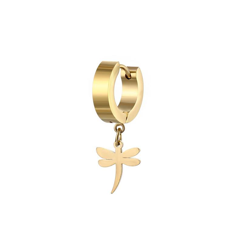 Zierliche minimalistische Goldfarbe baumelnde Charm Huggie durchbohrte Creolen für Kerl Männer Frauen Schmuck_voghion.com