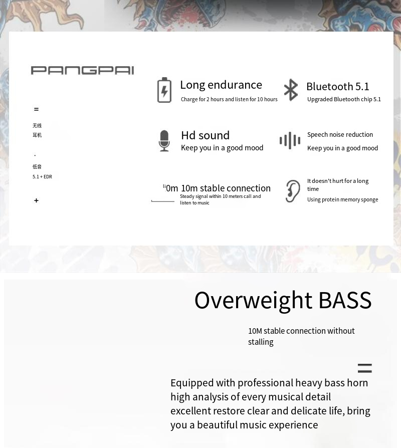 P35 Top Selling Headset Bluetooth Headset Wireless Headset China-Chic Graffiti New Luminous Stereo Music Sports Headset_voghion.com