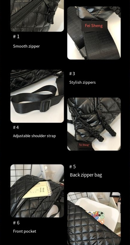 Winter New Women's Waist Bag Large Capacity Cotton Coat Crossbody Bag Fashion Waist Bag Diamond Embroidery Couple Chest Bag_voghion.com