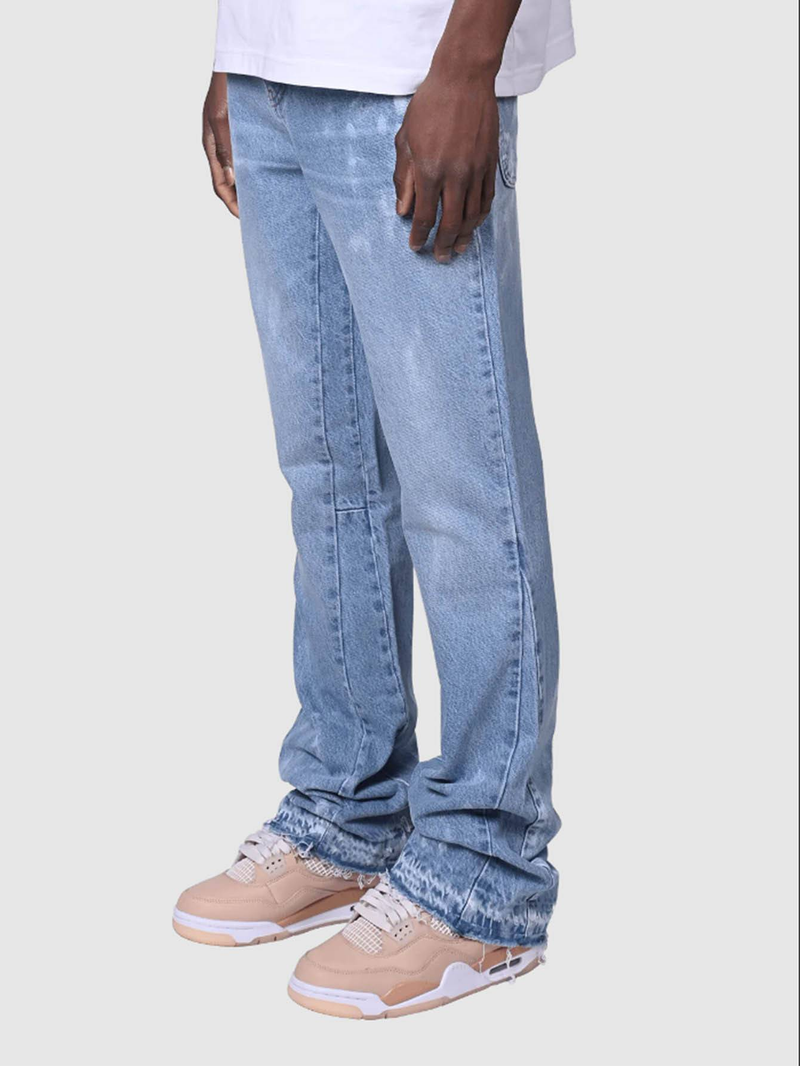Herrenbekleidung Außenhandel Amerikanischer Retro-RO-Stil Kordelzug Reißverschluss Farbverlauf Gewaschen Distressed Lose Weites Bein Wisch-Arbeitskleidung Jeans für Männer_voghion.com