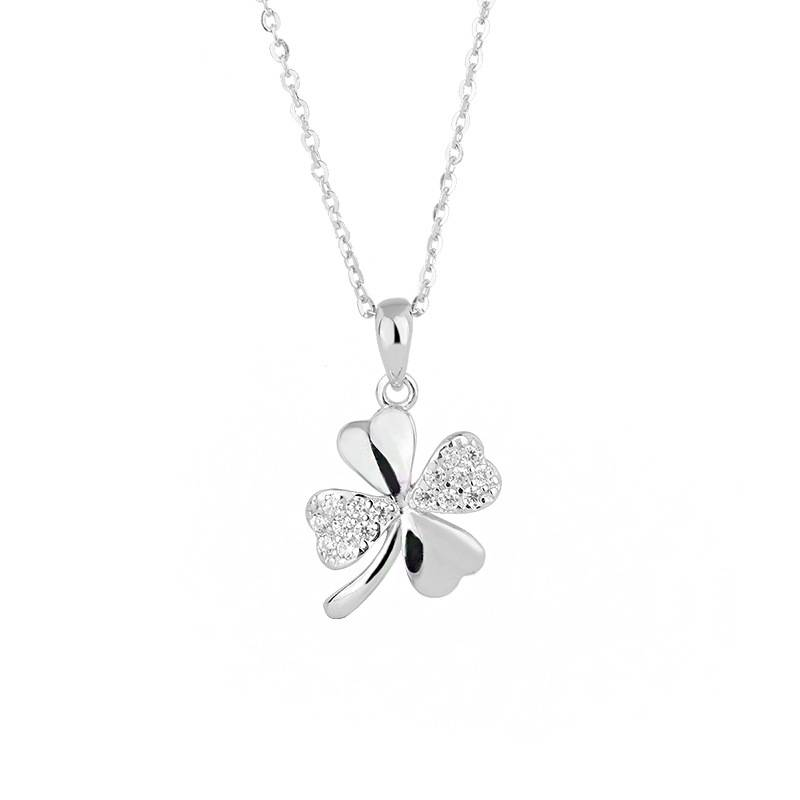 S999 Sterling Zilveren Vierbladige Klaver Halsketting Vrouwelijke Ins Koude Stijl Geluksklaver Sleutelbeenketting High End Internet Celebrity Accessoires_voghion.com