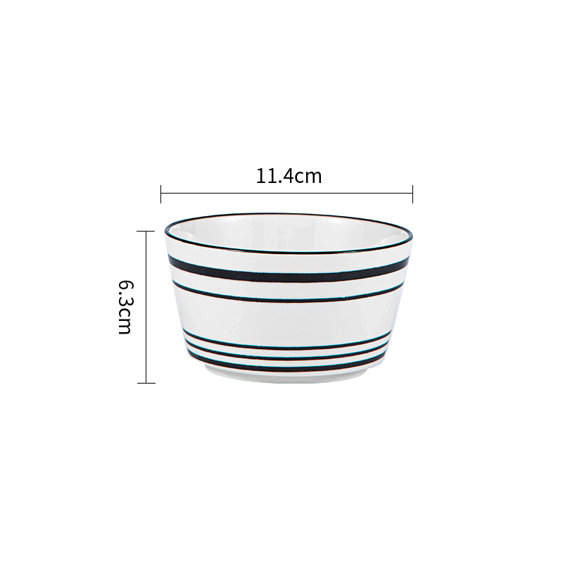 Minimalistisches Keramikschüssel-Set – 6-teilige schwarz-weiße Reisschüsseln (mikrowellen-/spülmaschinenfest) – Modernes Geschirr für Sushi und Ramen_voghion.com