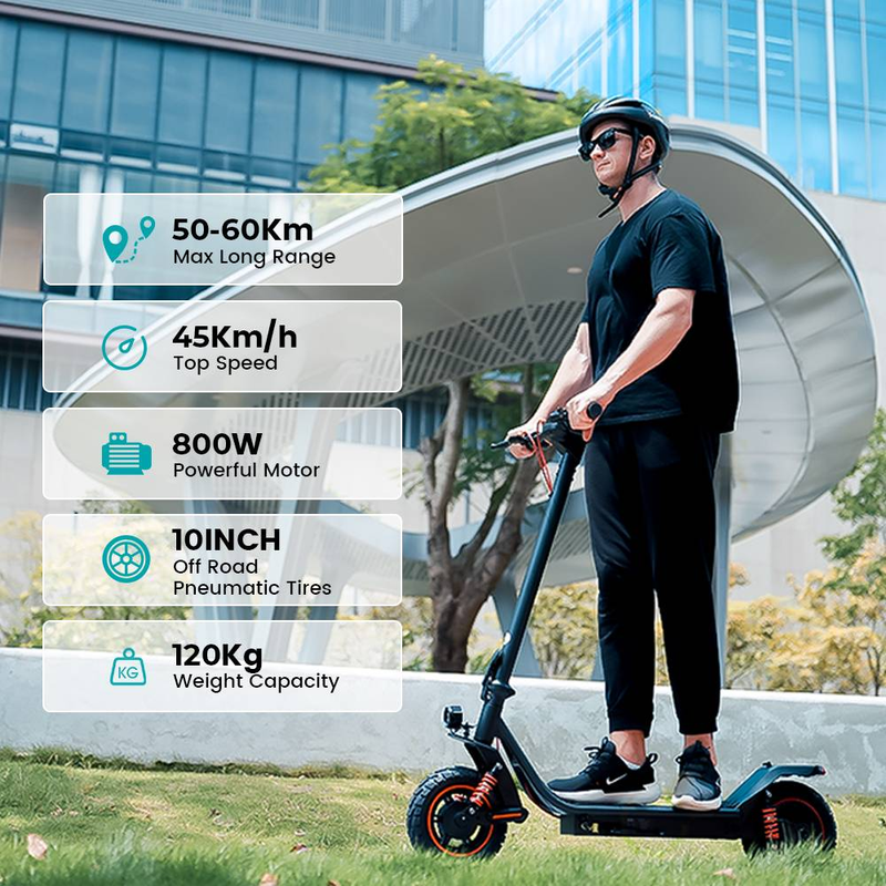 ISCOOTER I10 Pro 10" Monopattino elettrico pieghevole per pendolari Motore da 800 W Batteria da 48 V 15 Ah_voghion.com