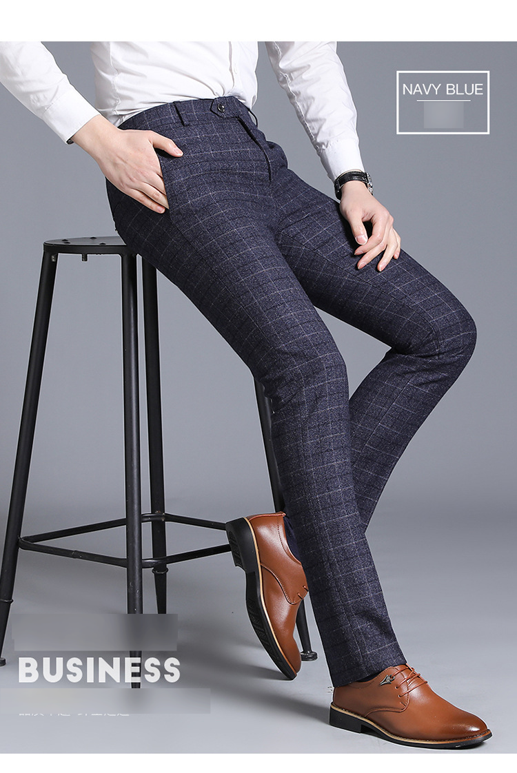 Roupas masculinas da moda, calças xadrez de negócios, terno formal masculino combinando_voghion.com