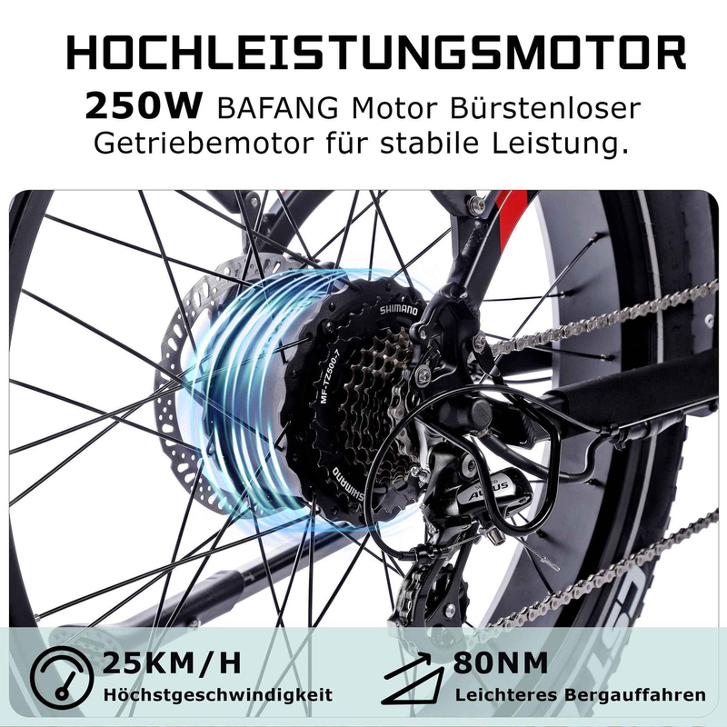 JOBOBIKE Robin 26'' Elektrofahrrad für Erwachsene 250W Bafang Motor 48V13AH_voghion.com