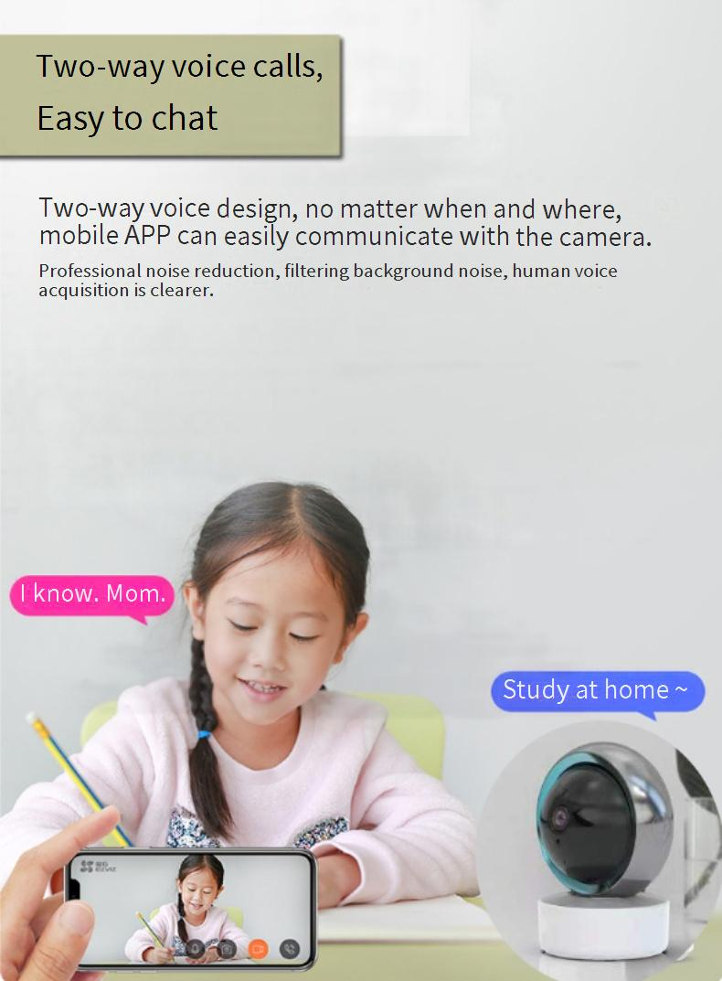 Smart Indoor WiFi Security Camera - 360° Rotating Wireless Surveillance Camera With Night Vision & Motion Detection (Two-Way Audio Cloud Storage)_voghion.com