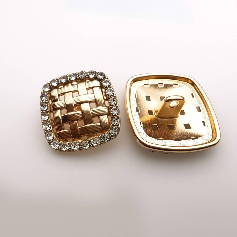 6 gemelos de lujo con botón metálico cuadrado de diamantes de imitación, diseño de malla dorada, accesorios de vestir, ideales para abrigos, trajes, camisas, chaquetas y pantalones._voghion.com