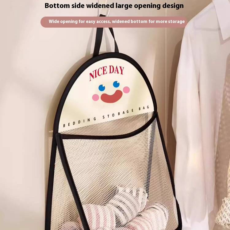 Hängender Netz-Organizer – Atmungsaktive Aufbewahrungstasche aus Polyester für Unterwäsche, BHs und Damenbinden (Braun/Schwarz, platzsparendes Türhaken-Design)_voghion.com