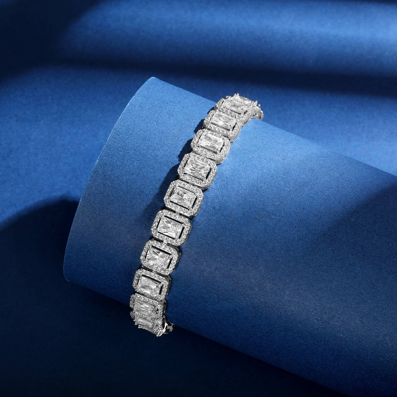 Men And Women's Jewelry - Square Hip Hop Cuban Link Bracelet With Zirconia Inlay, Trendy Geometric Design, Unisex Fashion Accessory_voghion.com