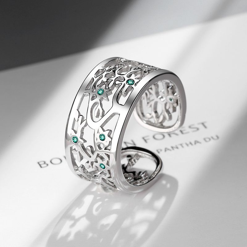 Diamond-encrusted Tree Of Life Ring For Men Women, Hollow Open Design, Fashionable And Unique_voghion.com