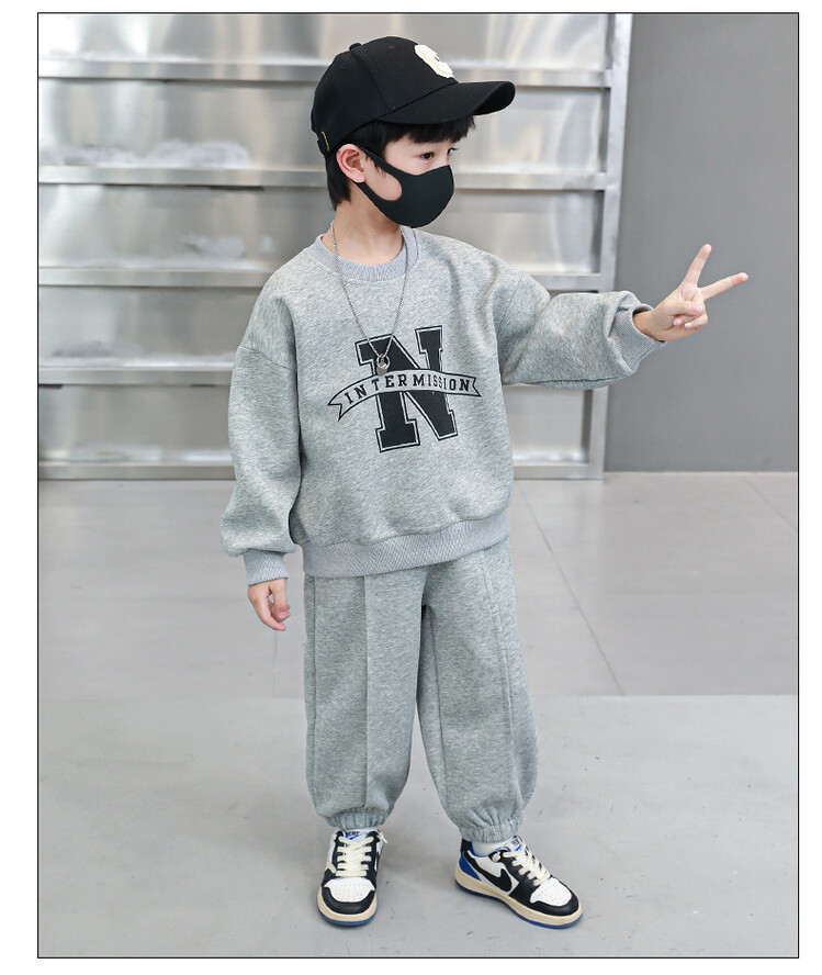 Meninos N-line 2023 Primavera e Outono Novo Bonito Suéter Esportivo Conjunto de Duas Peças Bebê Casual Roupas Infantis_voghion.com